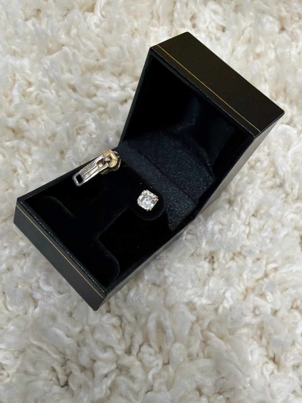Vintage Gold and Silver Men's Ring with Clear Stone